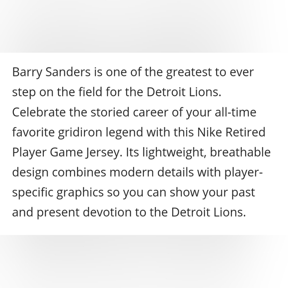 Barry Sanders Detroit Lions Women's NFL Jersey, NWT - Picture 2 of 5